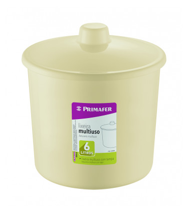 PLASTIC GARBAGE BIN WITH COVER 6L WHTE